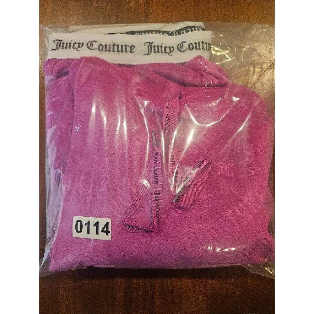 Juicy Couture Tracksuit Women M Purple Velour Y2K Logo Hoodie Jogger Set Lounge